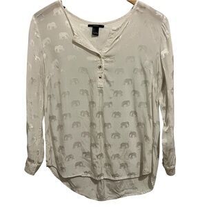 H&M White Flowy Elephant Tunic with Gold Buttons Size S